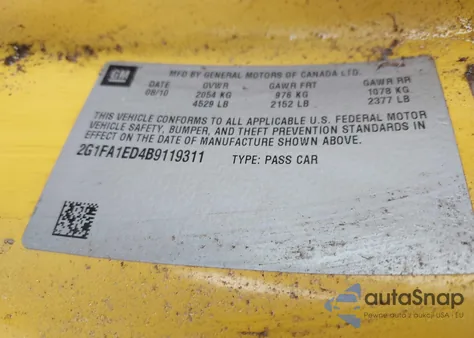 2011 Chevrolet Camaro 2Ls z USA, uszkodzony, nr VIN 2G1FA1ED4B9119311